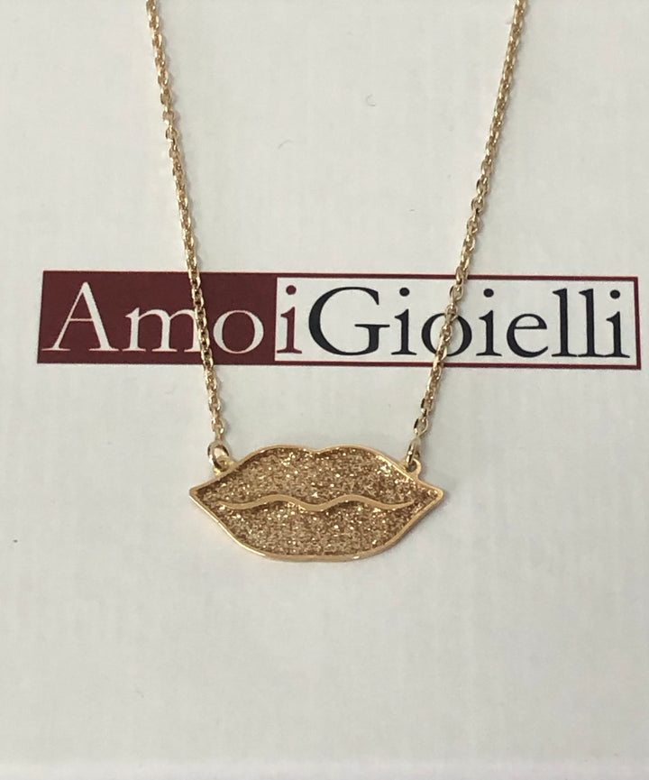 Collana Labbra con glitter Champagne
