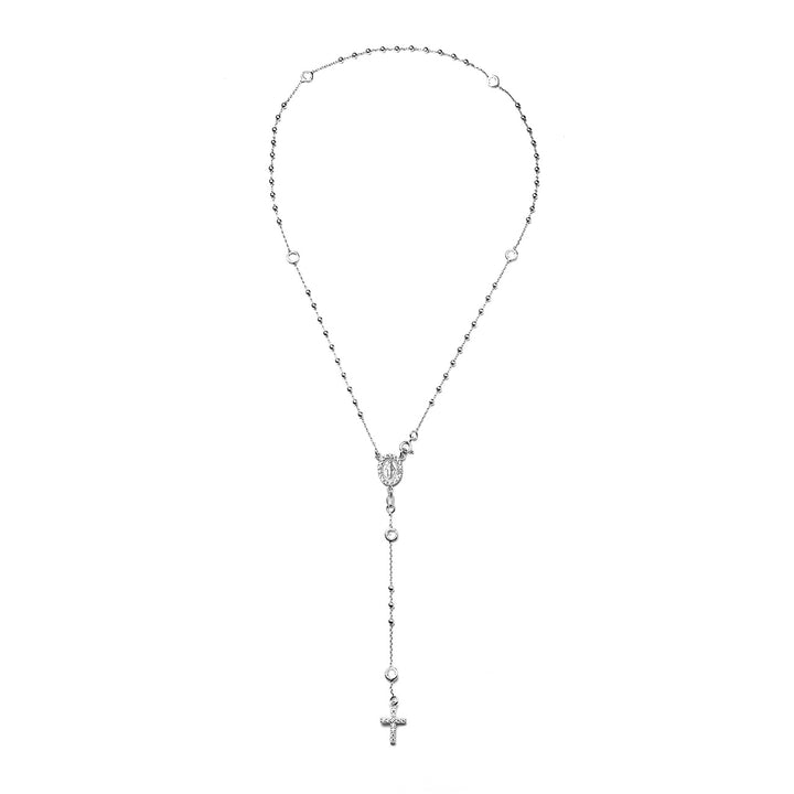 Collana rosario con pietre bianche