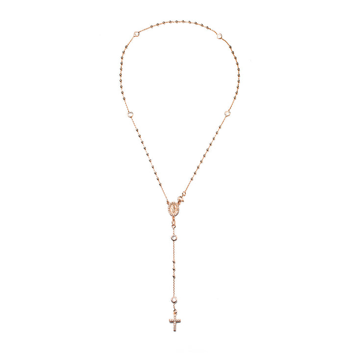 Collana rosario con pietre bianche