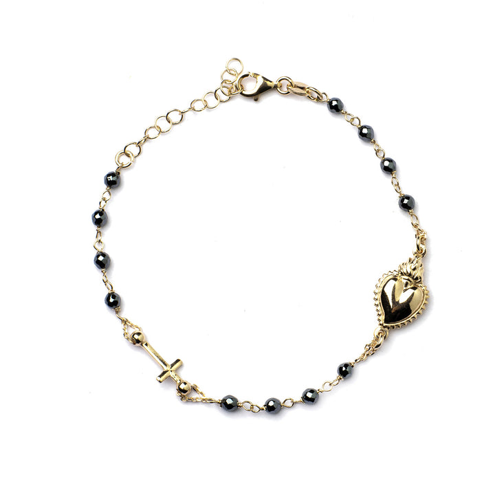 Bracciale rosario con cuore sacro