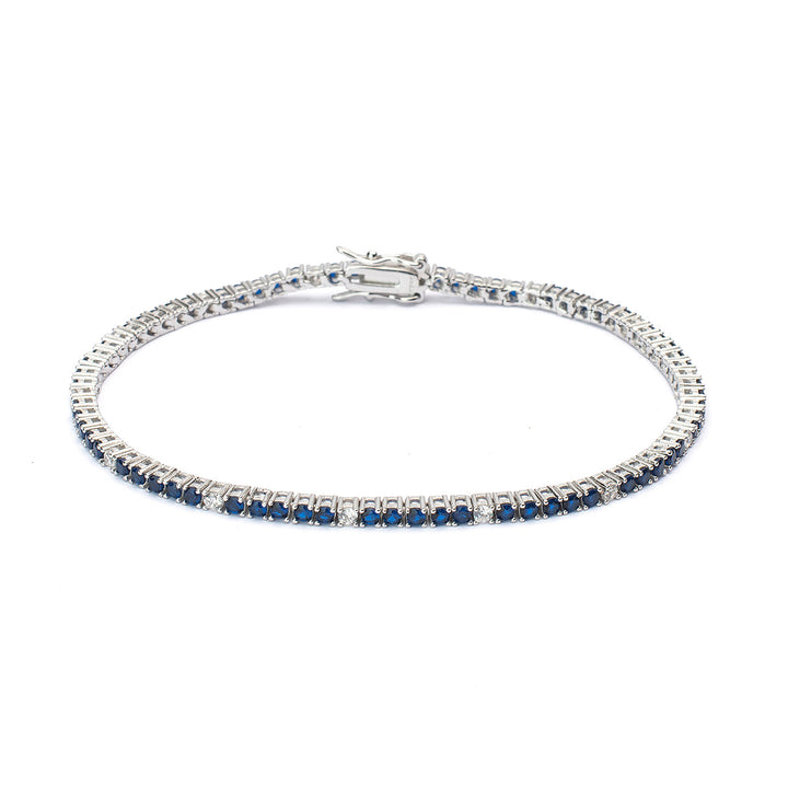 Bracciale tennis pietre blu ed un bianco 2 mm
