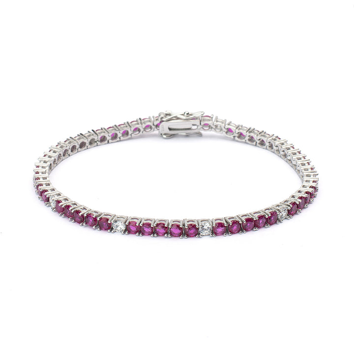 Bracciale tennis pietre fucsia ed un bianco 3 mm