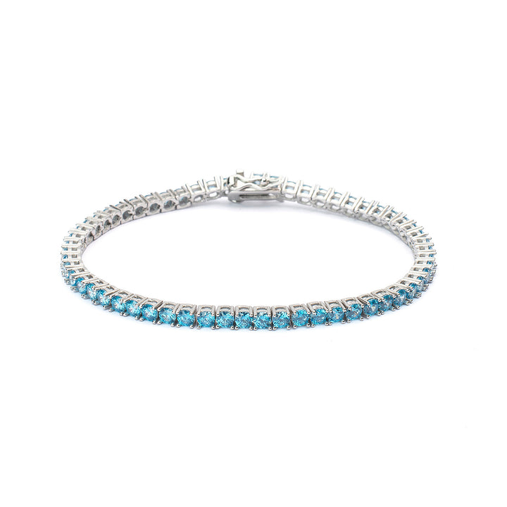 Bracciale tennis pietre azzurre 3 mm
