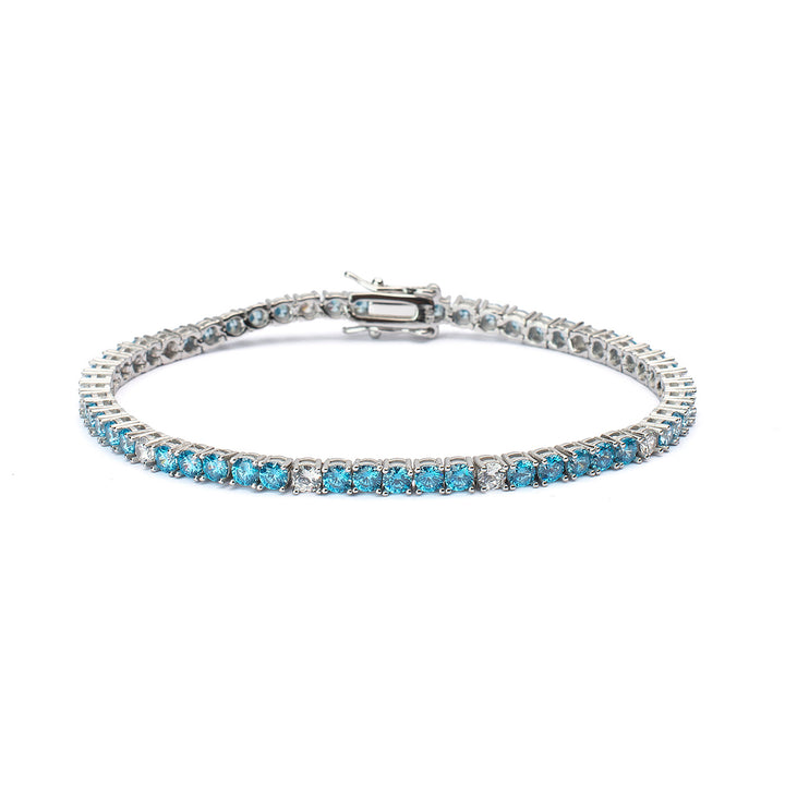 Bracciale tennis pietre azzurre ed un bianco 3 mm