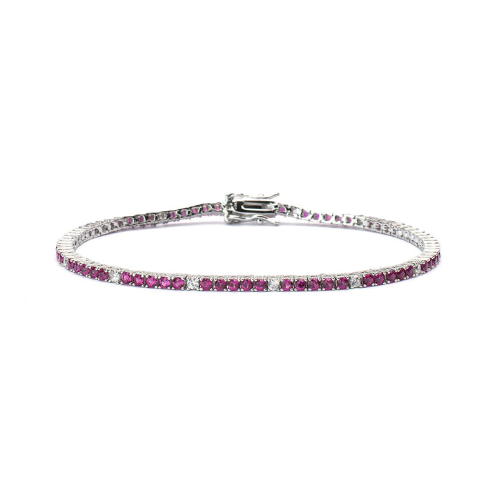 Bracciale tennis pietre fucsia ed un bianco 2 mm