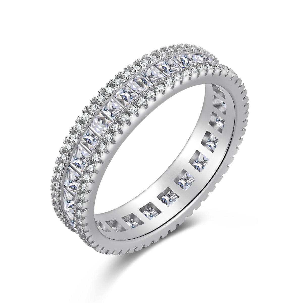 Anello Eternità Donna YL In Argento 925 Con Zirconi 5A - Taglio 12, Fidanzamento - 2