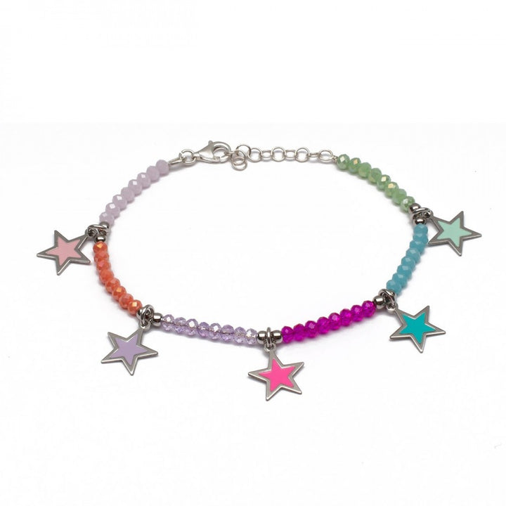 Bracciale con stelle smaltate e pietre multicolor