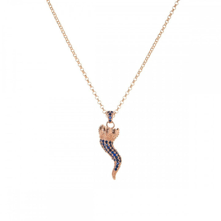 Collana corno pietre blu