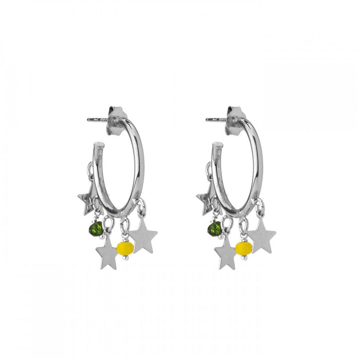 Orecchini cerchio stelle pietre colorate