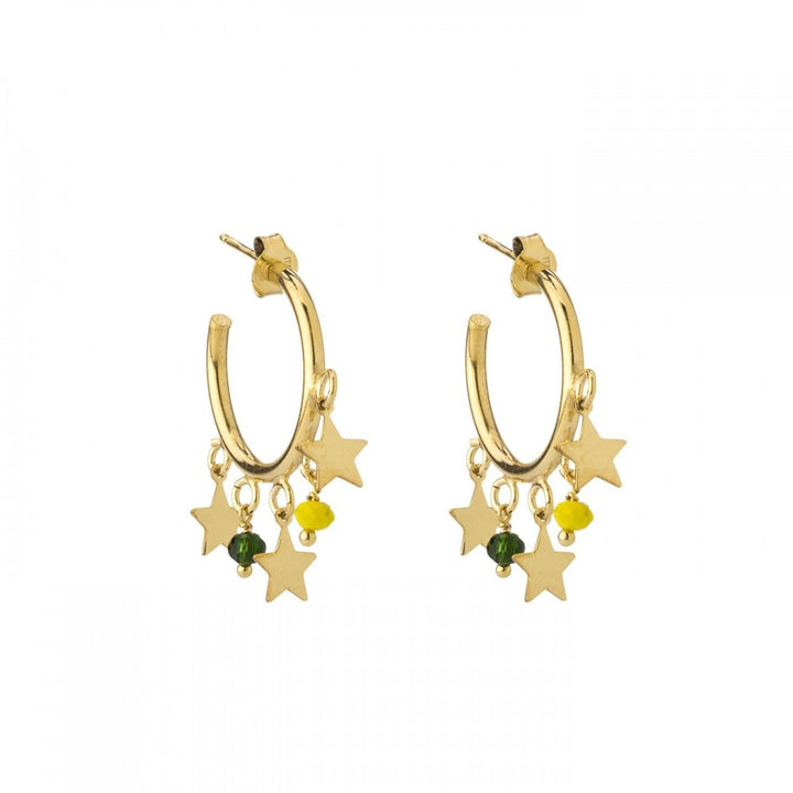 Orecchini cerchio stelle pietre colorate