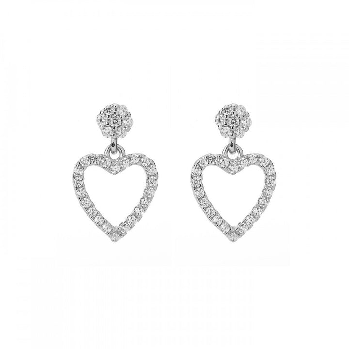 Orecchini con cuore in pietre bianche