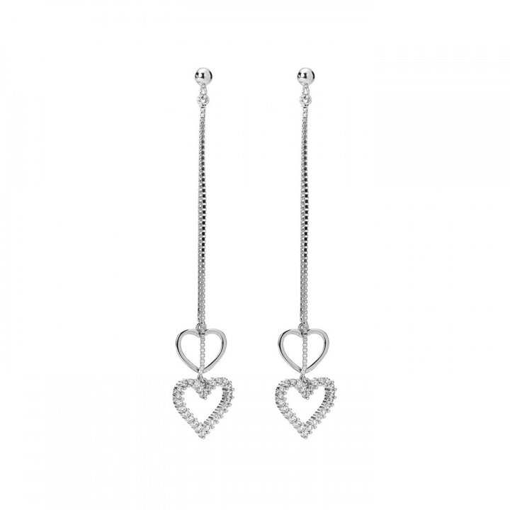 Orecchini pendenti con due cuoricini