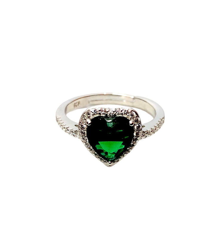 Anello con cuore verde