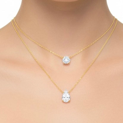 Collana con due fili punto luce e goccia