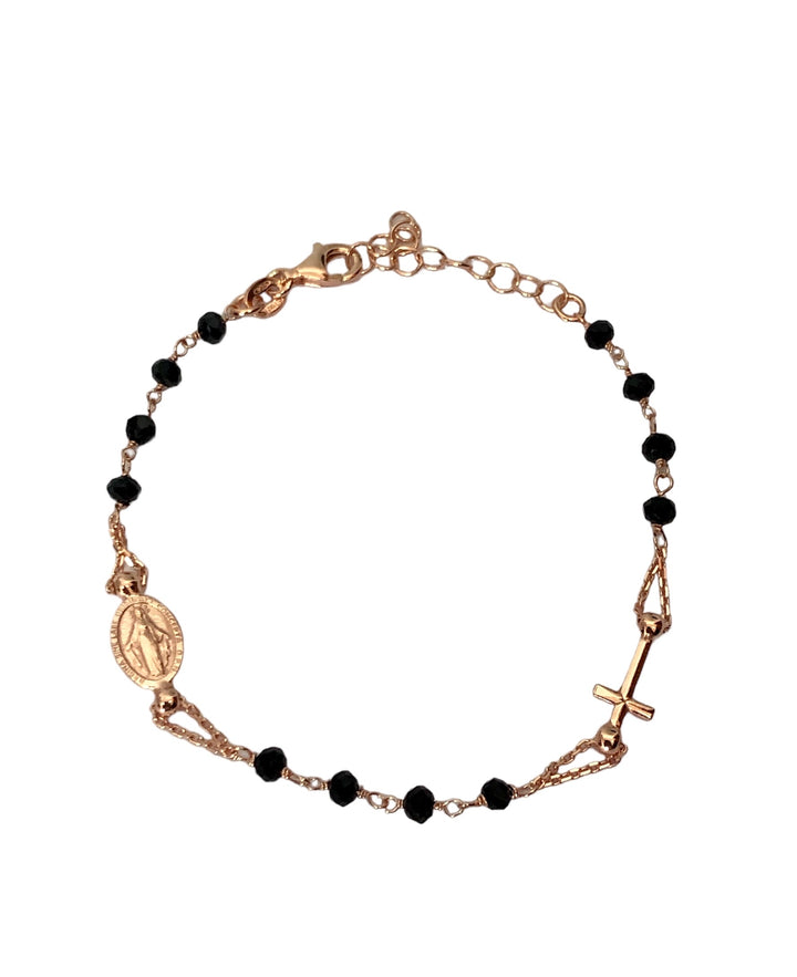 Bracciale rosario con pietre nere