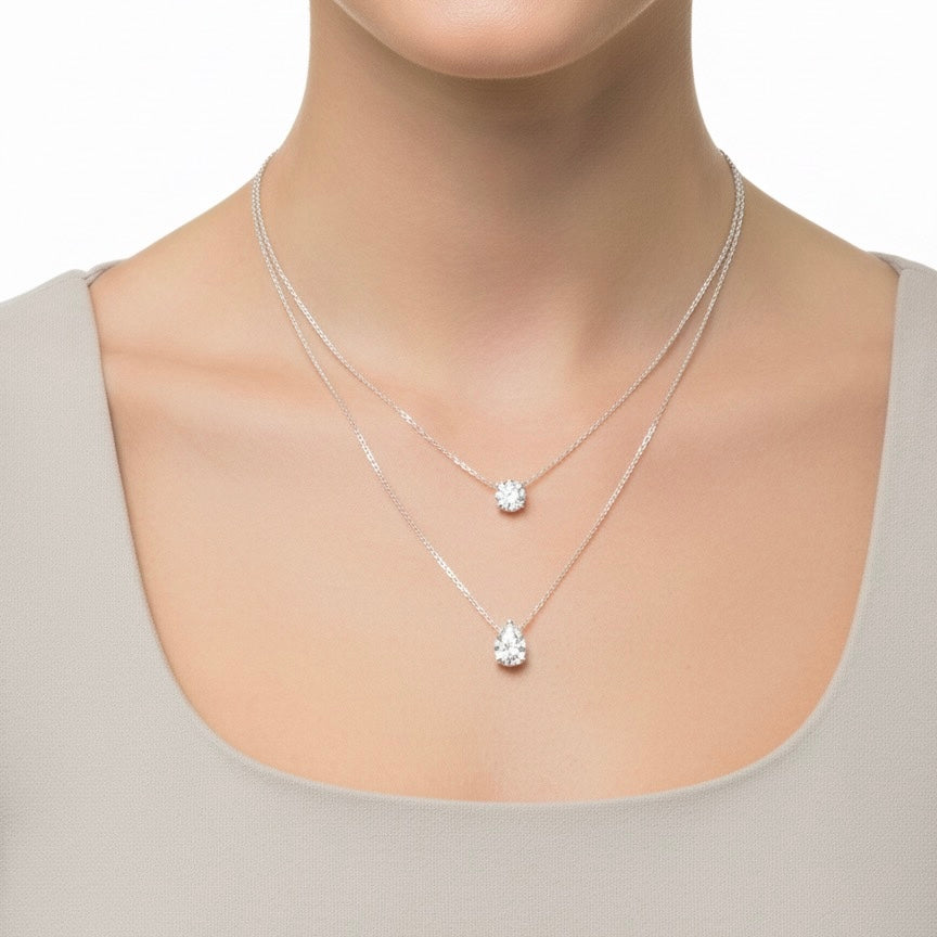 Collana con due fili punto luce e goccia