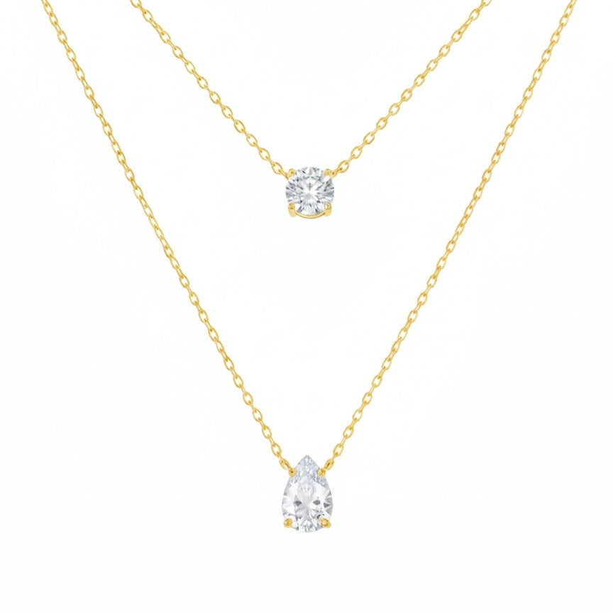 Collana con due fili punto luce e goccia