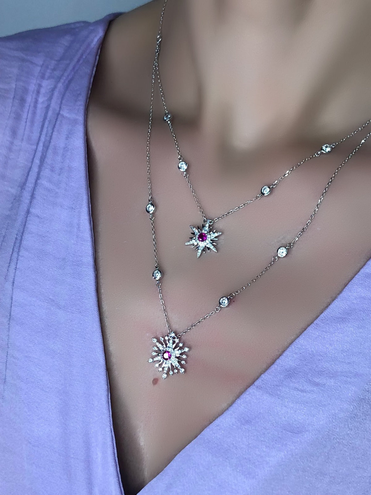 Collana due fili fiocco di neve