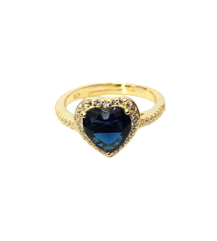 Anello con cuore blu