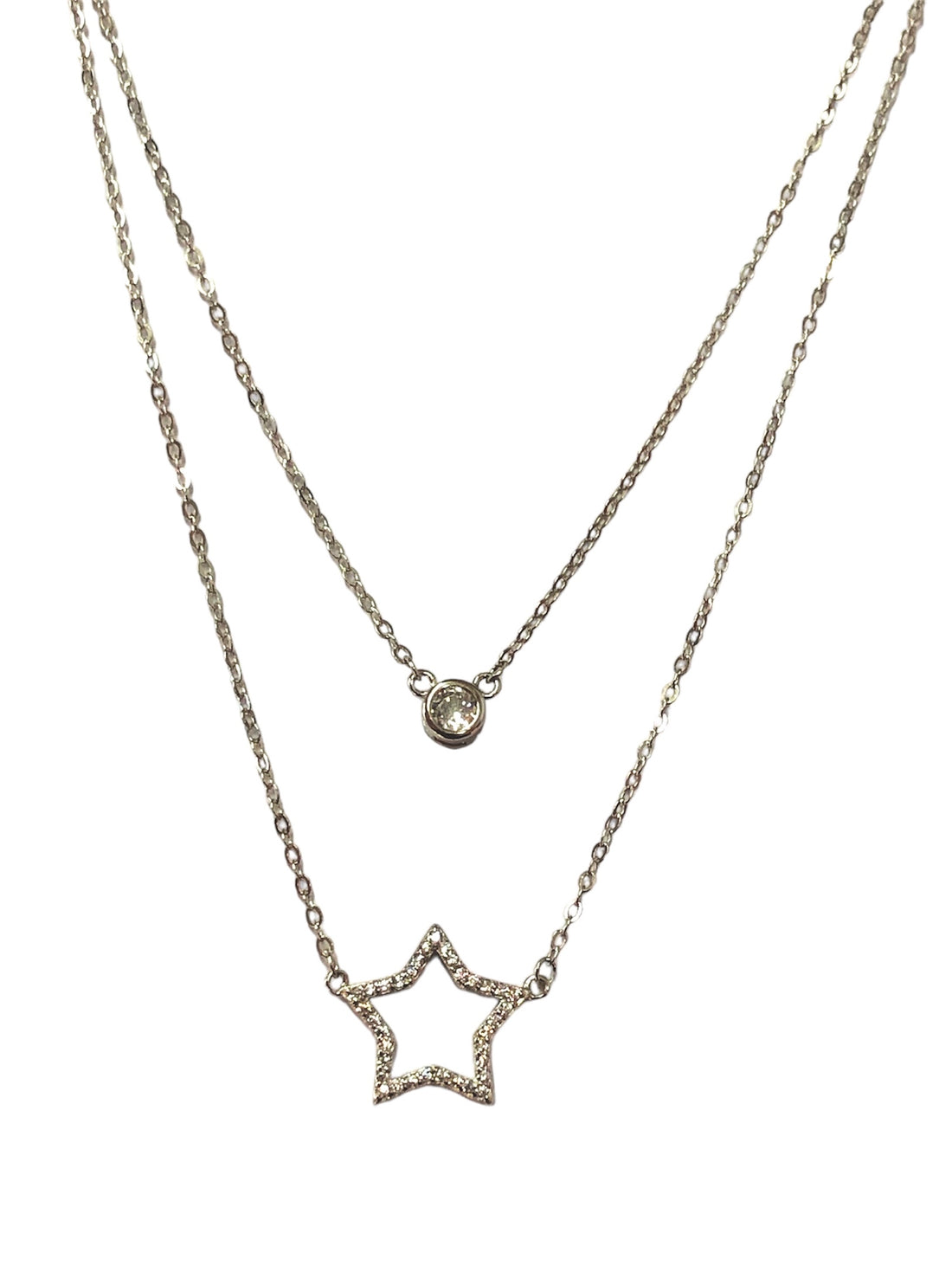 Collana con due fili con stella e punto luce