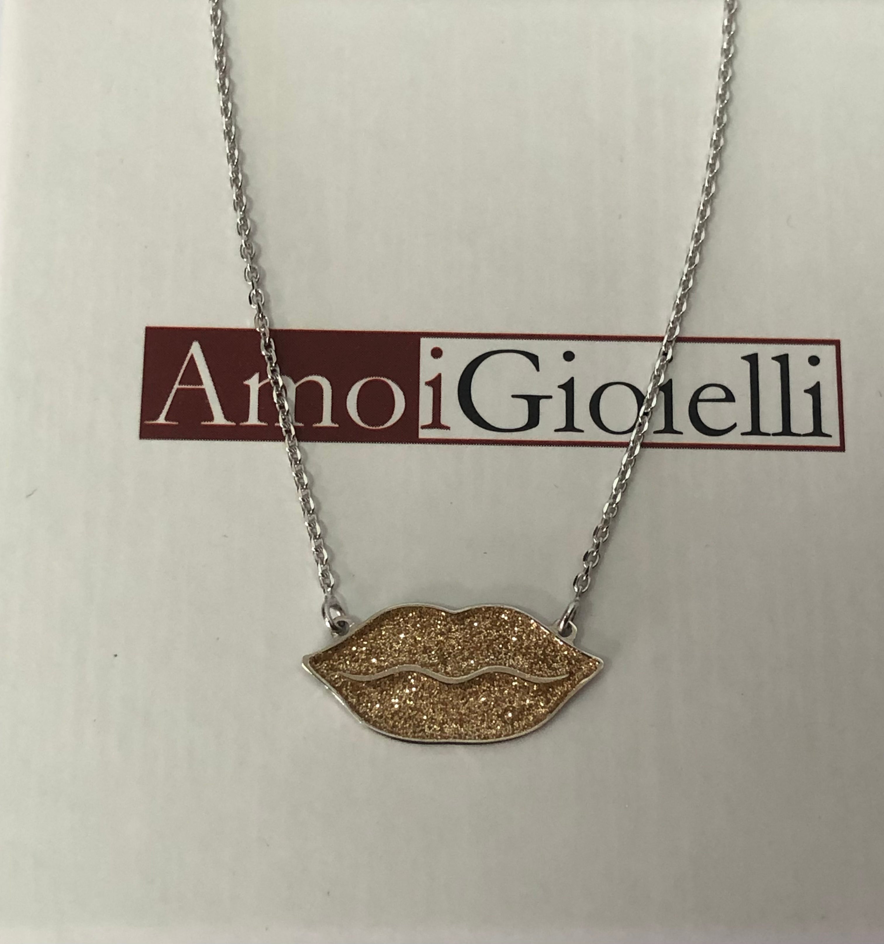 Collana Labbra con glitter Champagne