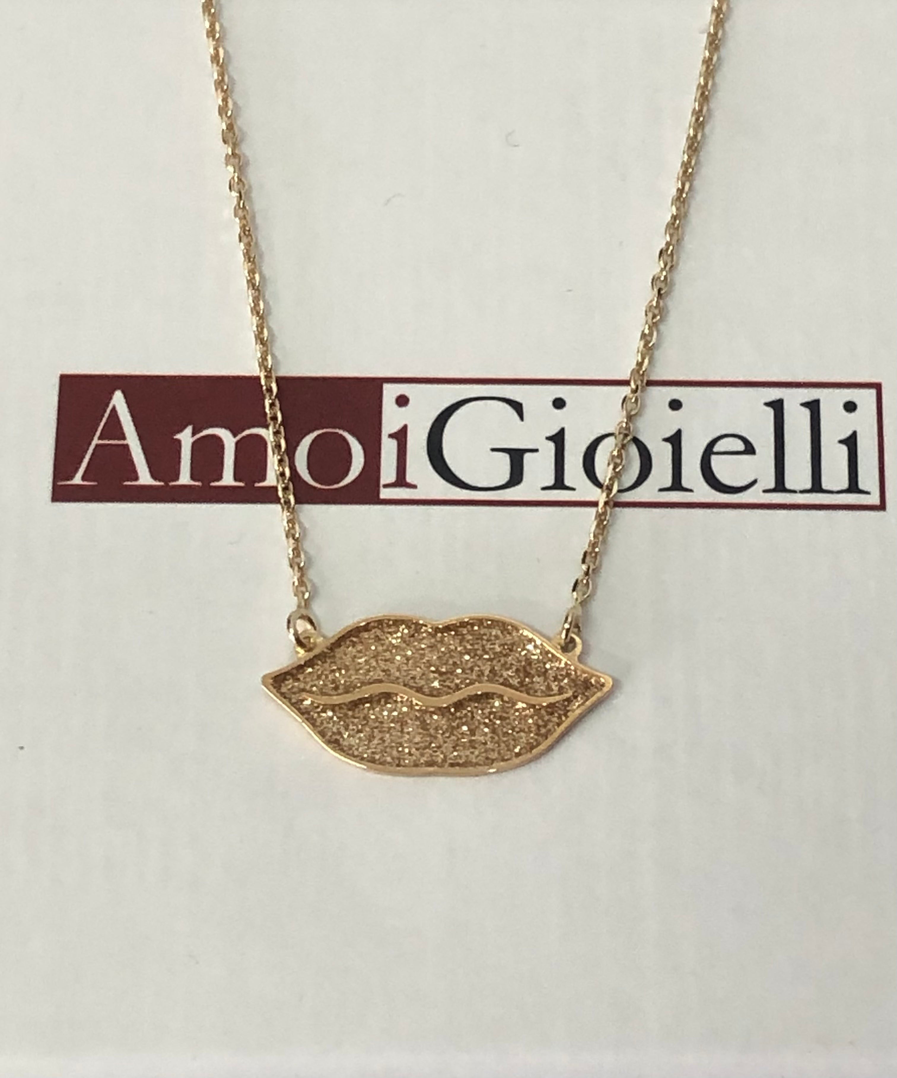 Collana Labbra con glitter Champagne