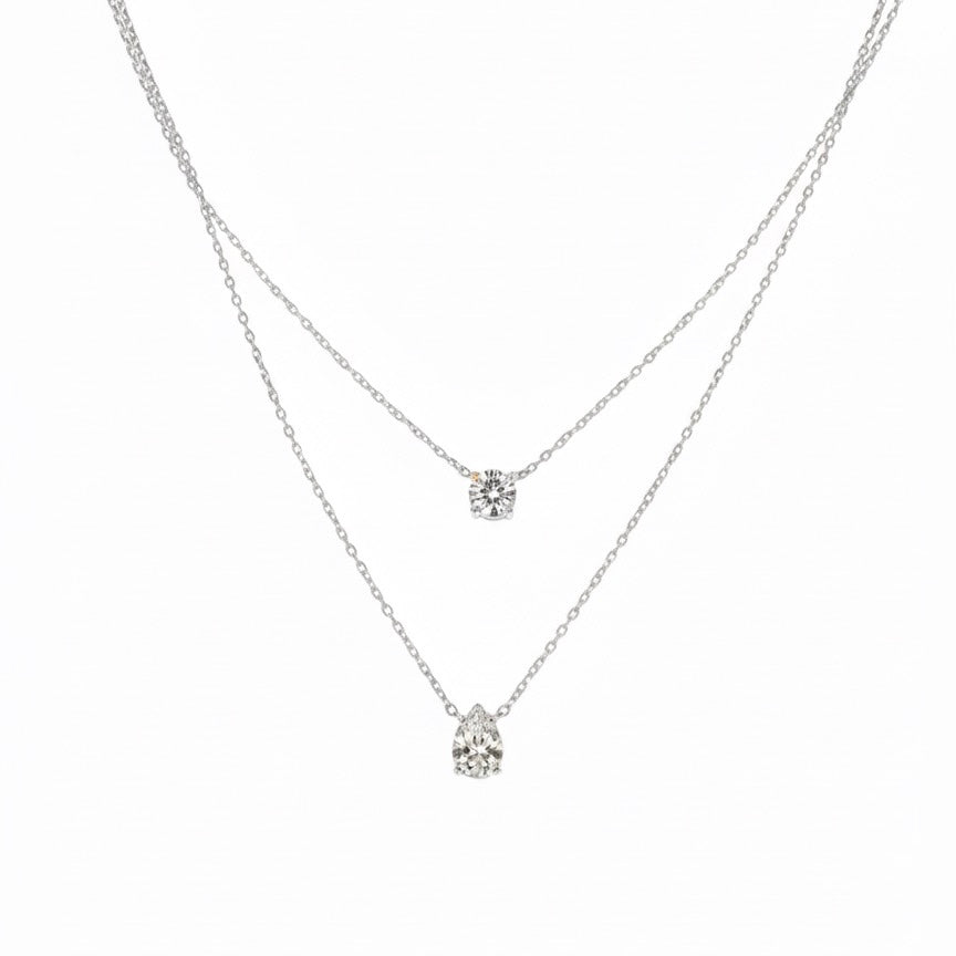 Collana con due fili punto luce e goccia