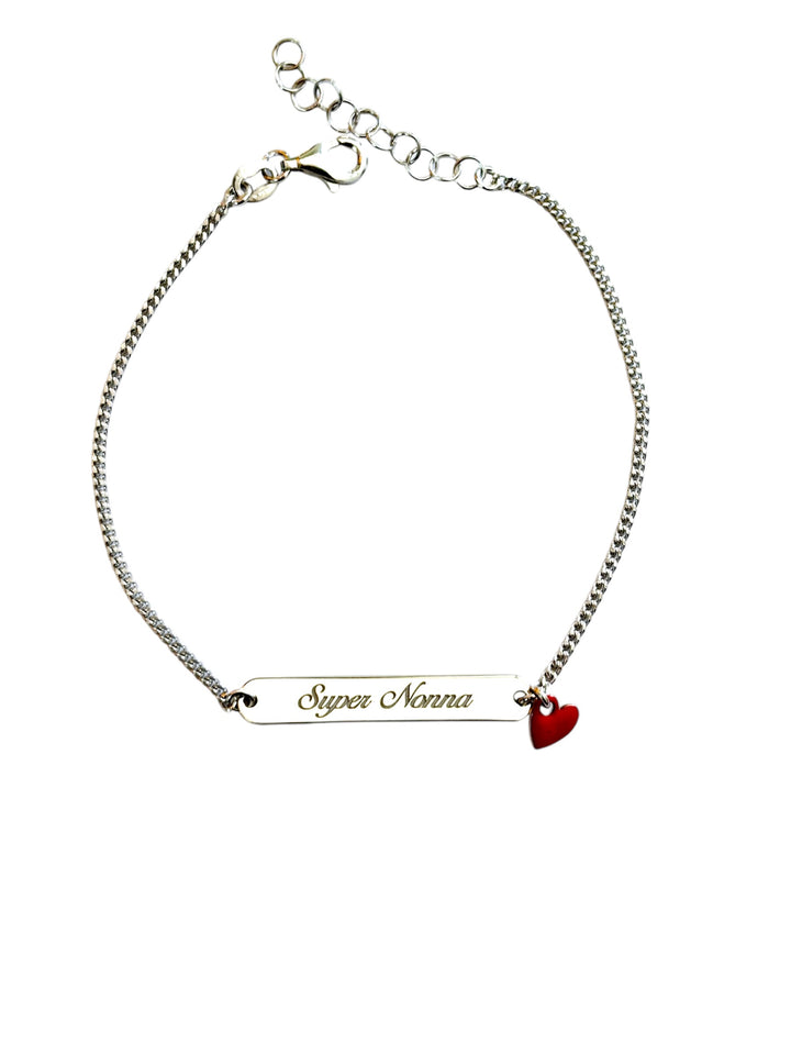 Bracciale super nonna mamma con cuore rosso (copia)