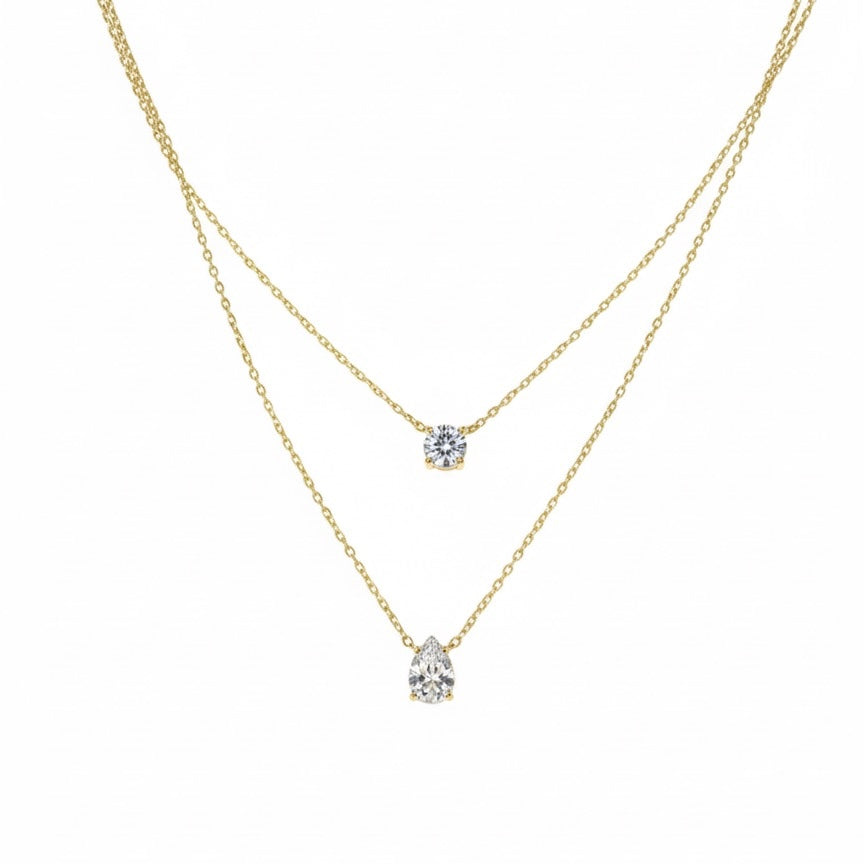 Collana con due fili punto luce e goccia