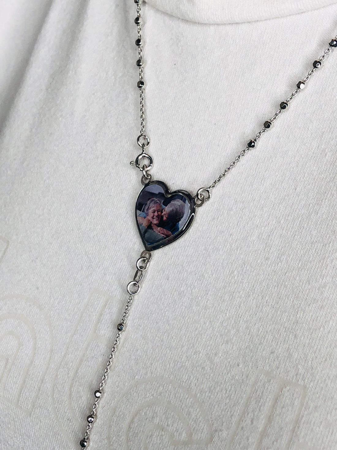 Collana Rosario  con  foto personalizzata forma cuore