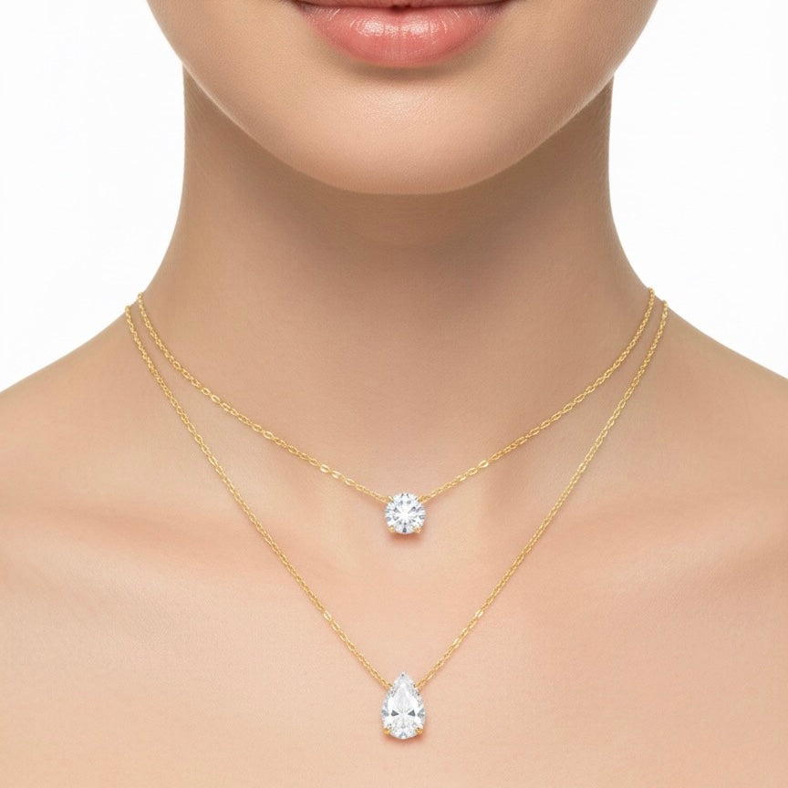 Collana con due fili punto luce e goccia