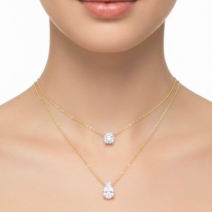 Collana con due fili punto luce e goccia