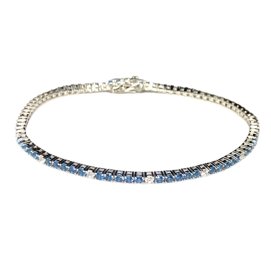 Bracciale tennis con pietre 2 mm bianche e blu