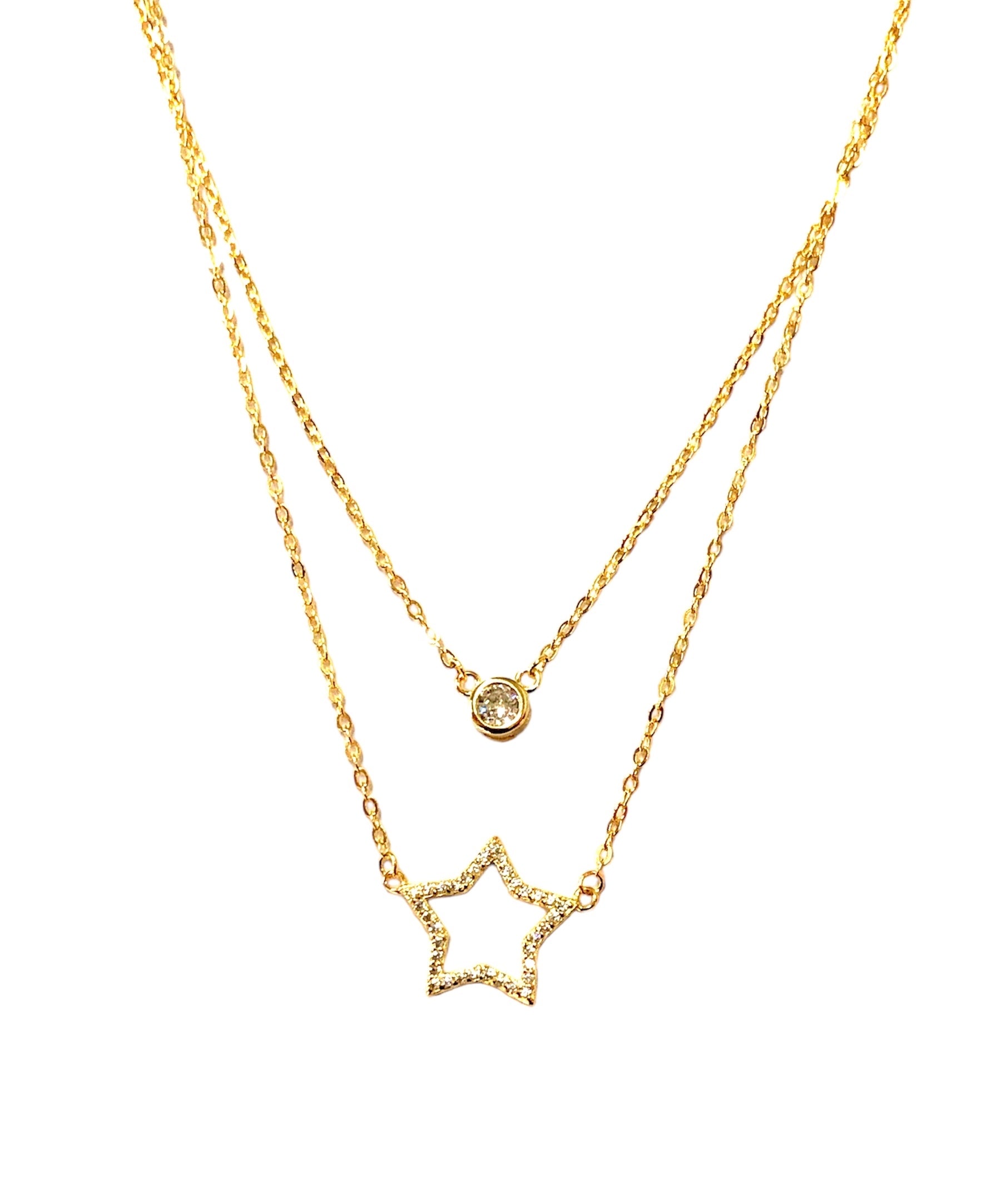 Collana con due fili con stella e punto luce