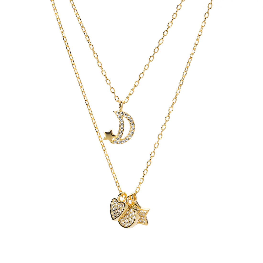 Collana doppio filo con pendenti