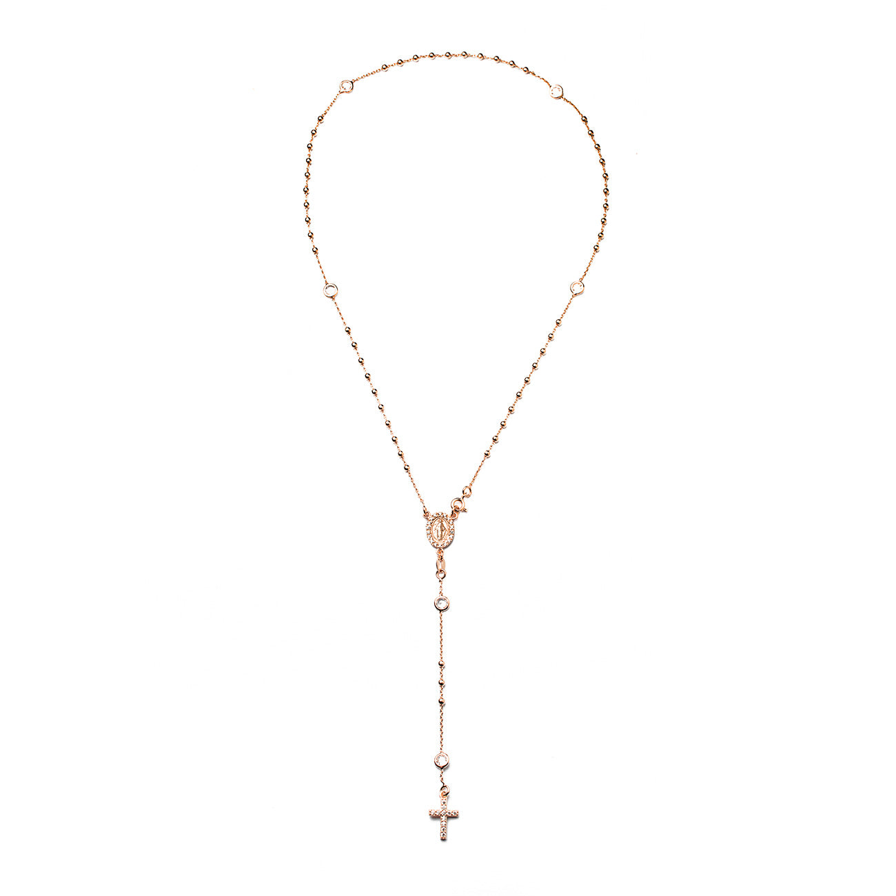 Collana rosario con pietre bianche