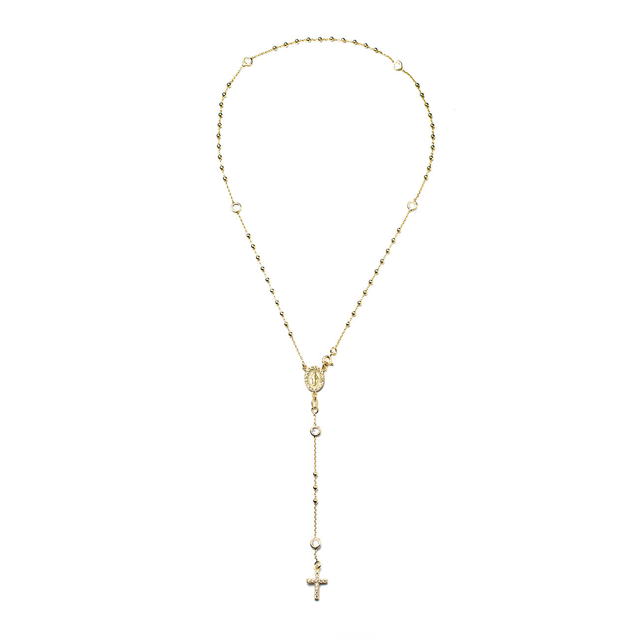 Collana rosario con pietre bianche