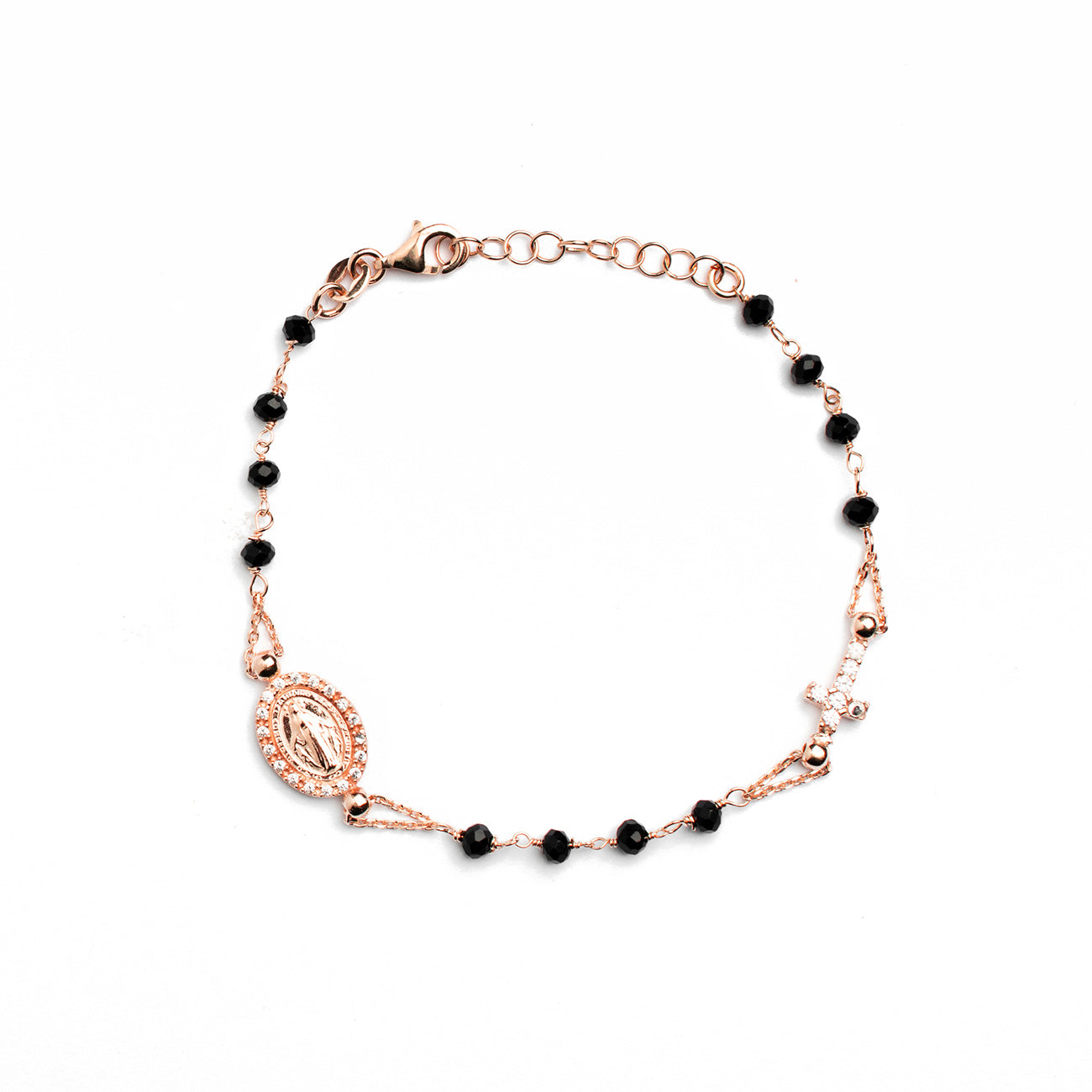 Bracciale rosario con pietre nere e bianche