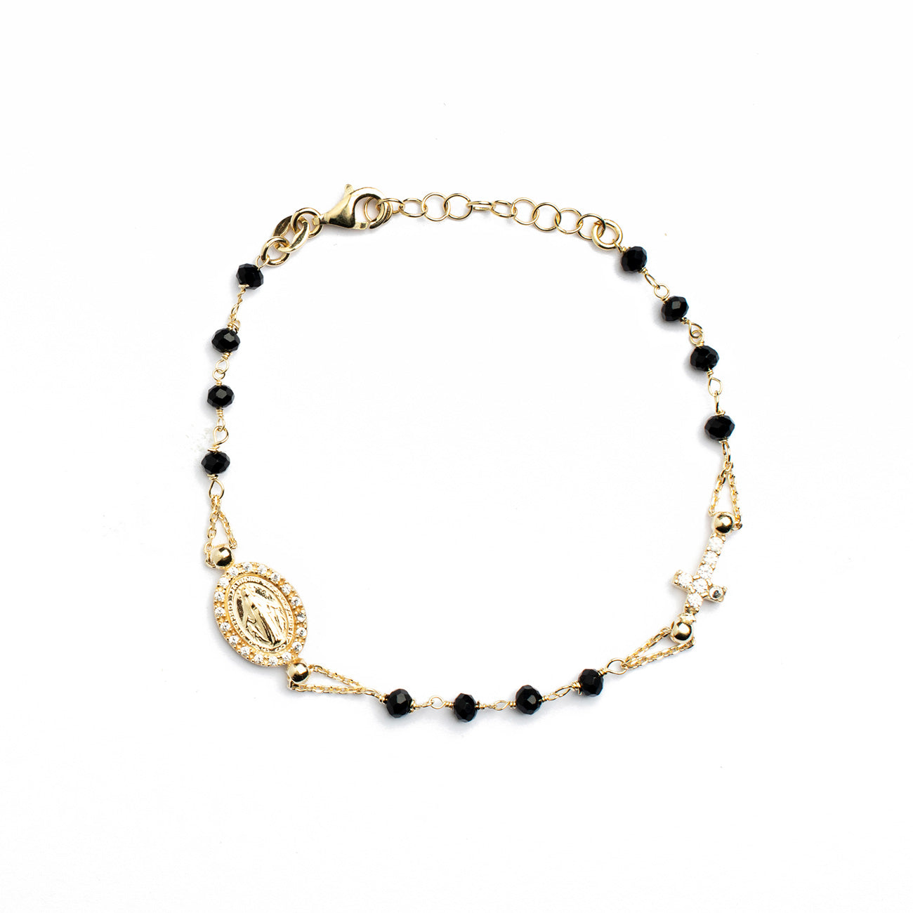 Bracciale rosario con pietre nere e bianche