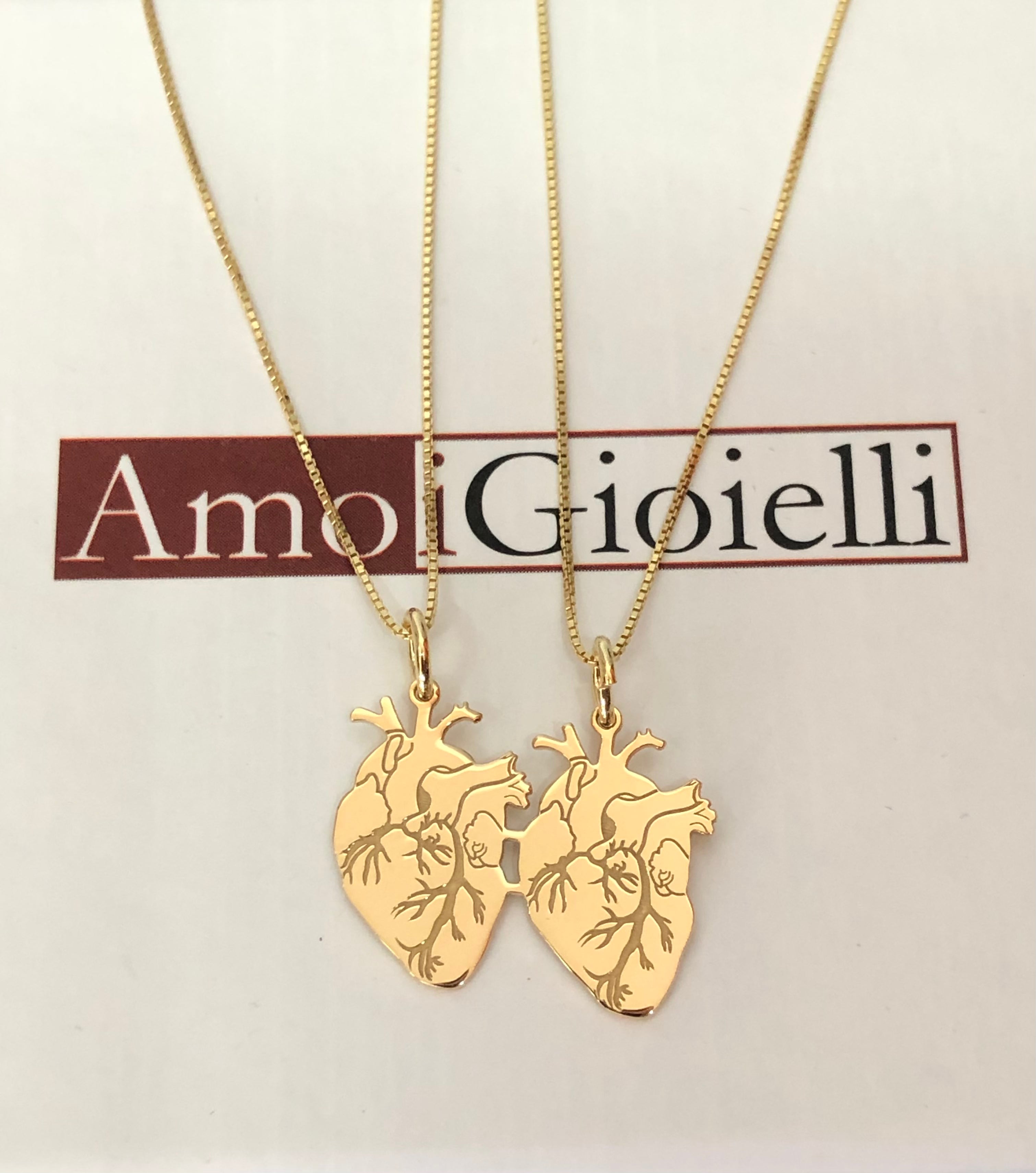 Coppia collane cuore anatomico divisibile