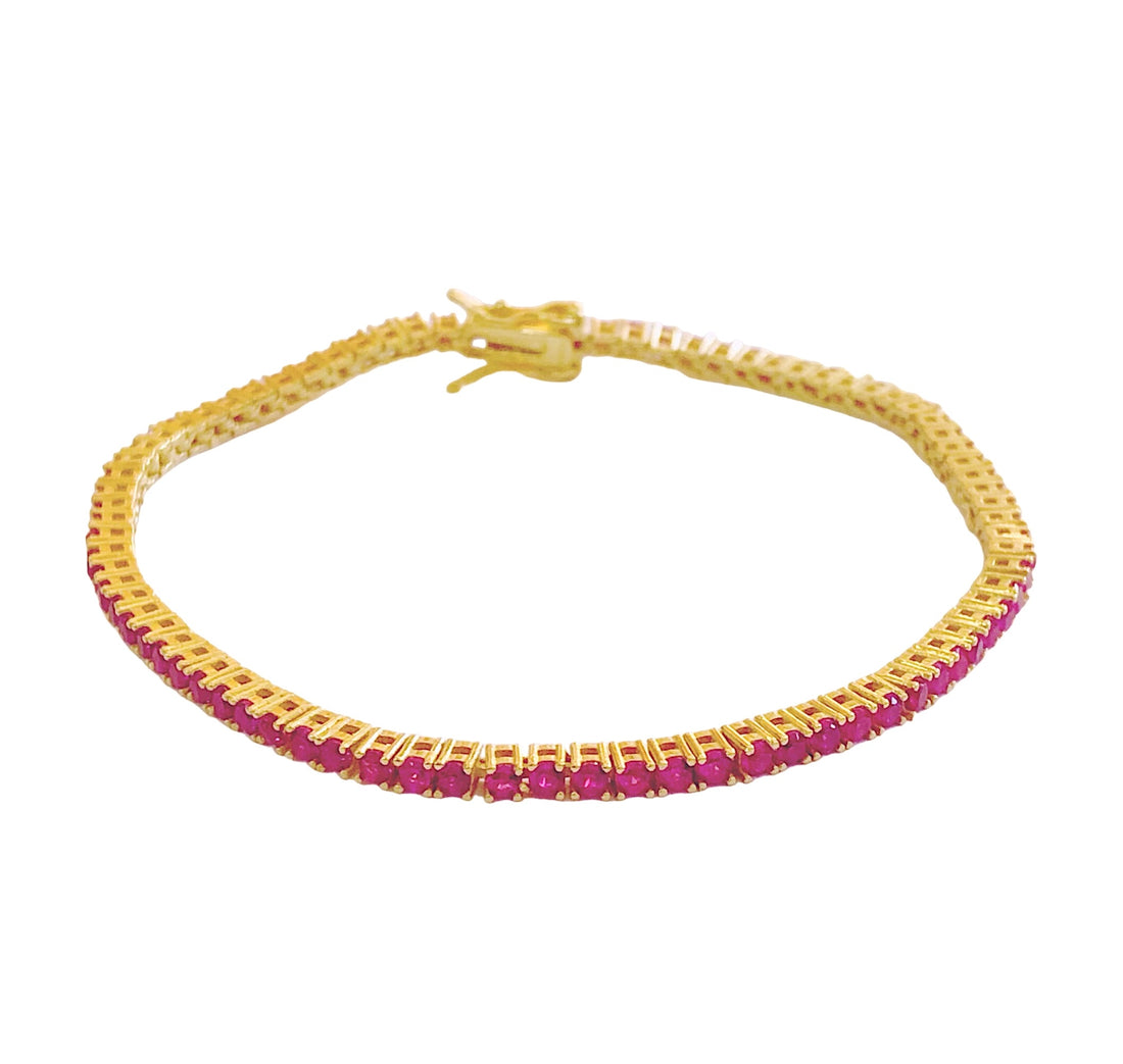 Bracciale tennis pietre fucsia 2 mm