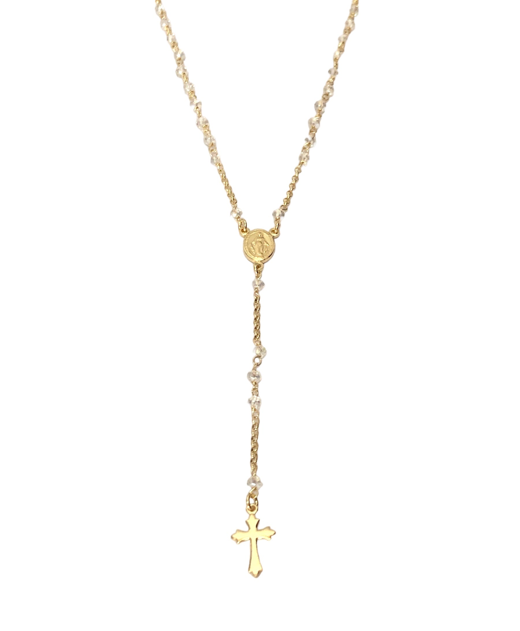 Collana rosario con pietre trasparenti