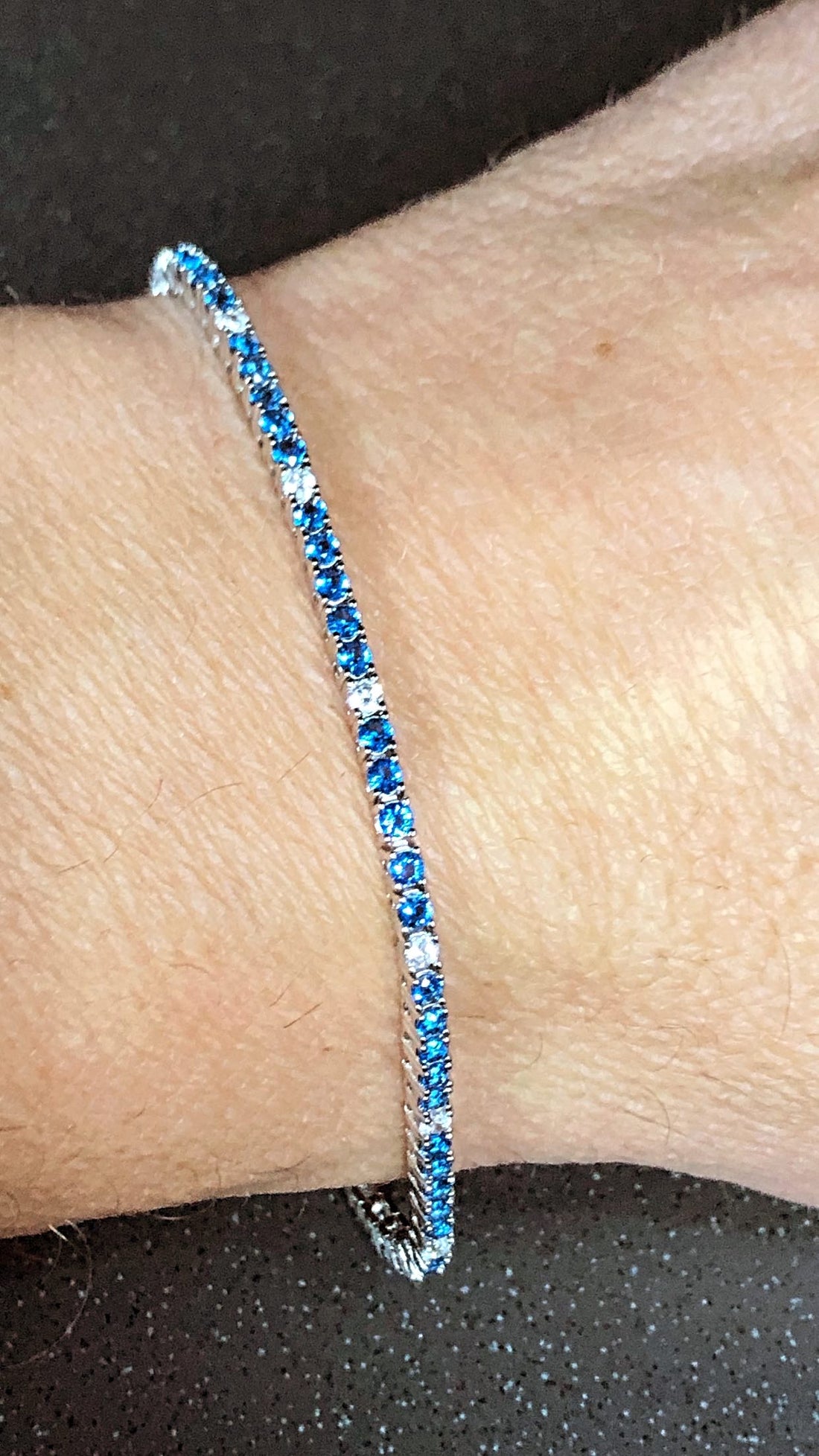 Bracciale tennis con pietre 2 mm bianche e blu