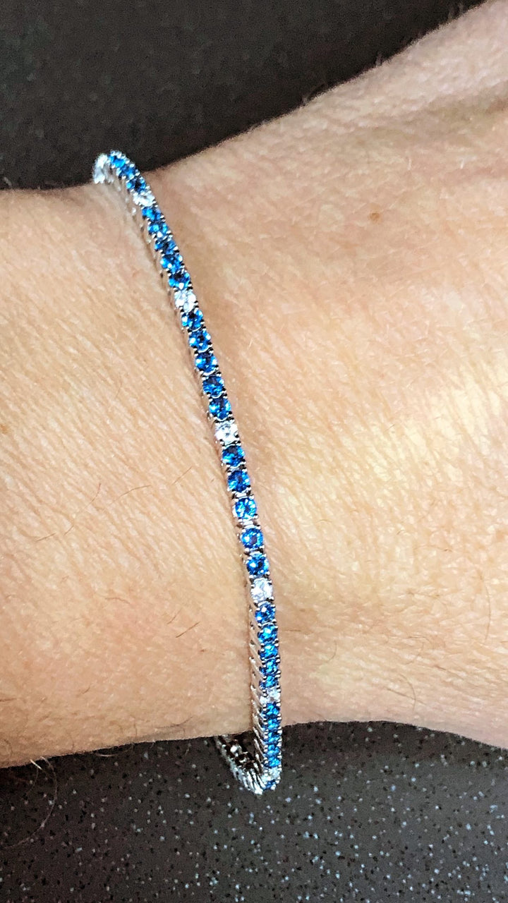 Bracciale tennis con pietre 2 mm bianche e blu