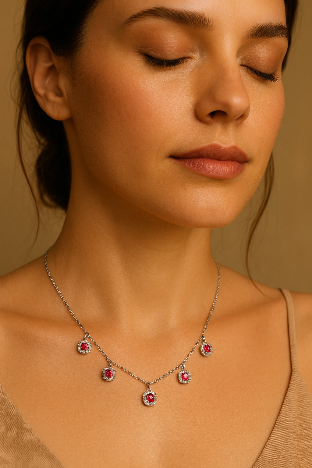 Collana con pietre bianche e rosse