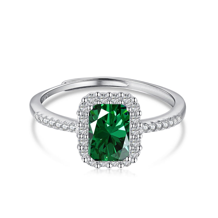 Anello con pietra verde e bianche