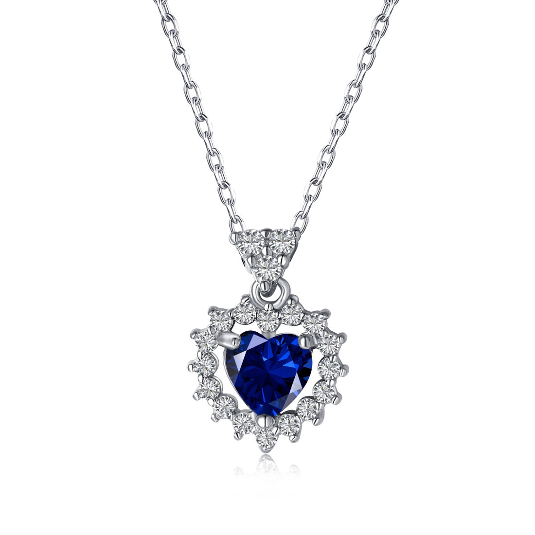 Collana cuore con pietra cuore blu