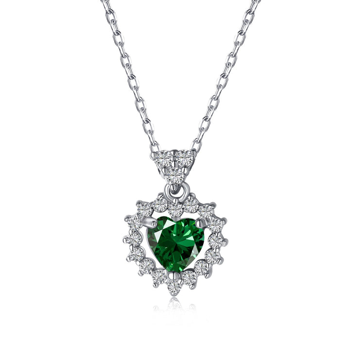 Collana cuore con pietra cuore verde