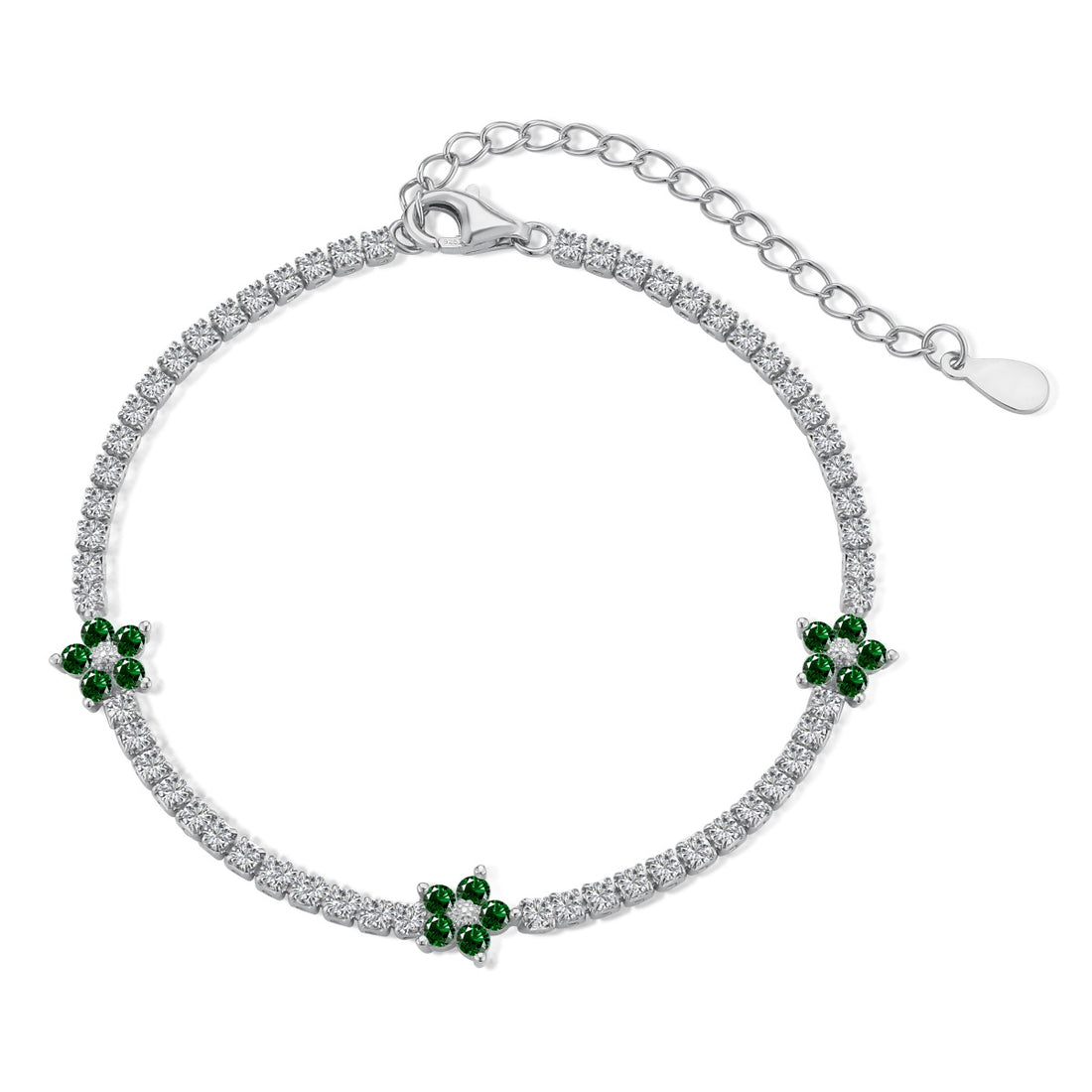 Bracciale tennis con fiori verdi