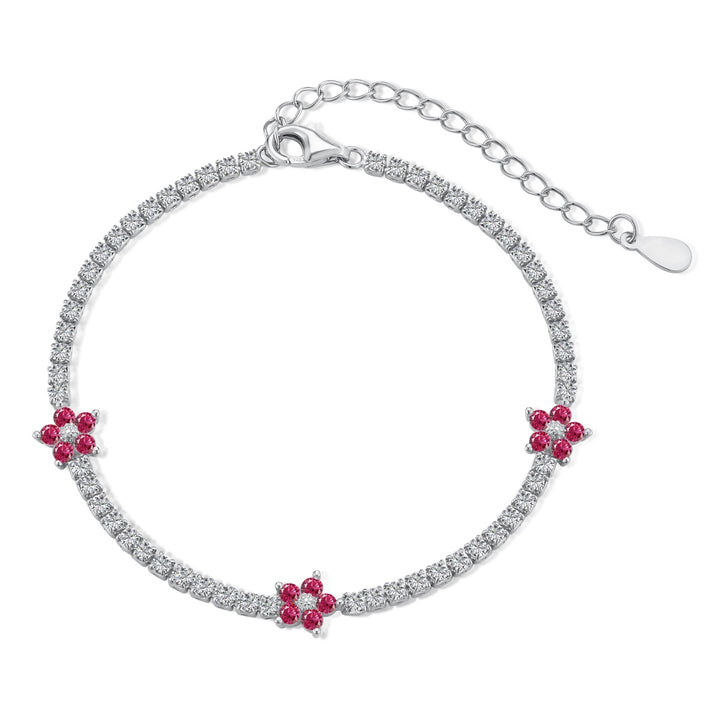 Bracciale tennis con fiori rossi